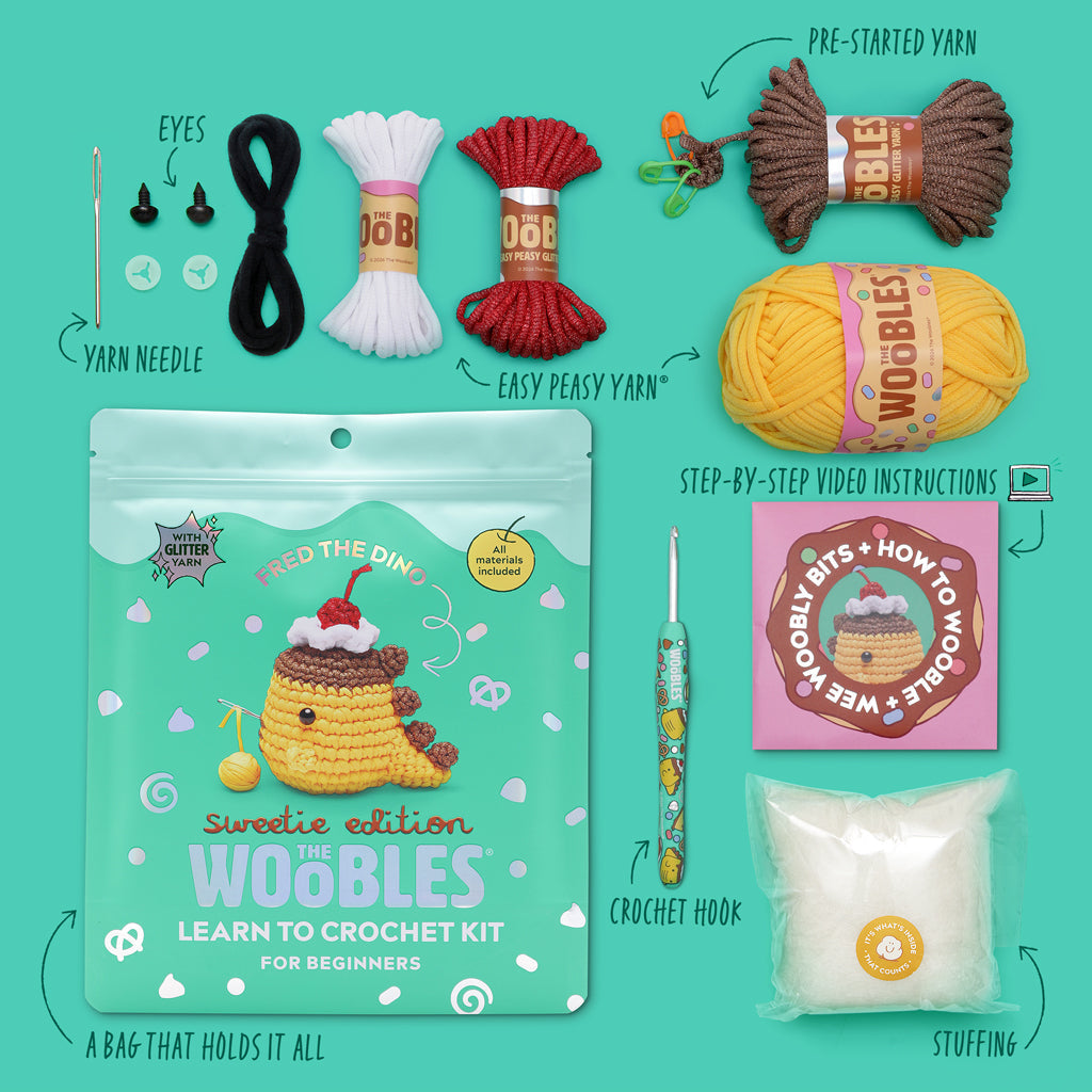 Kibakids - Fred The Dino: Sweetie Edition Crochet Kit