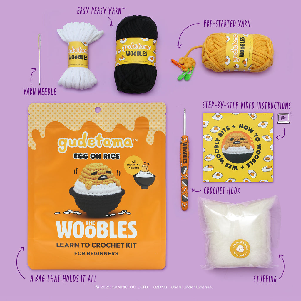 Kibakids - Gudetama™ Egg on Rice Crochet Kit