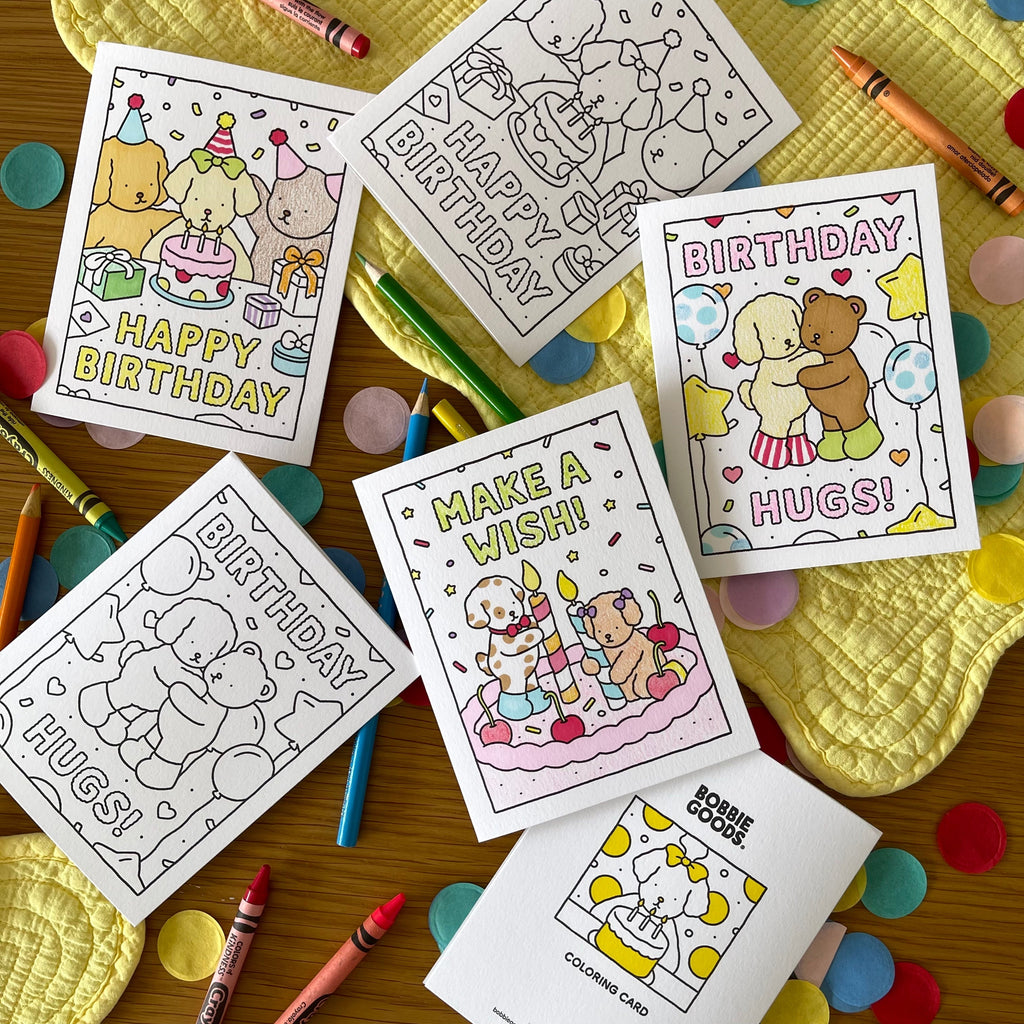 Kibakids - Birthday Hugs! Coloring Card