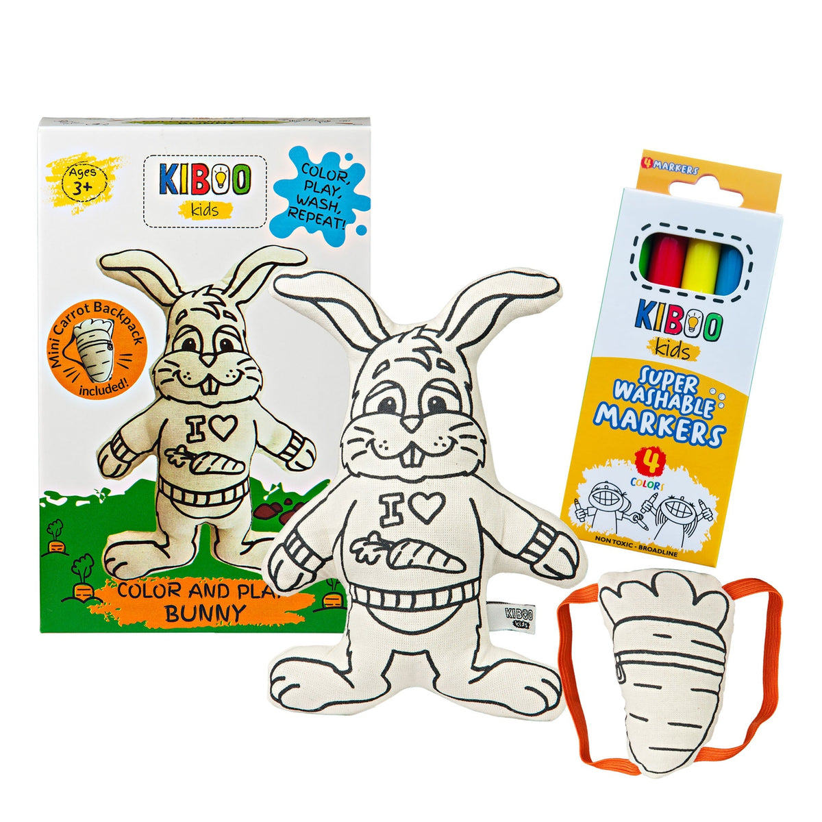 Kibakids - Bunny with Carrot Backpack Coloring Set