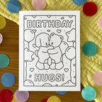 Kibakids - Birthday Hugs! Coloring Card