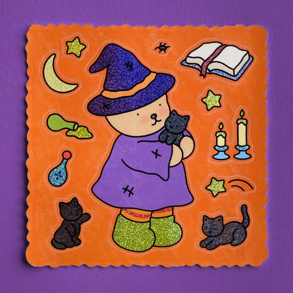 Kibakids - Kibakids Bear Witch Glitter Sticker Sheet