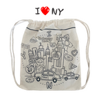 Kibakids - Drawstring Backpack Coloring Set - I Love NY