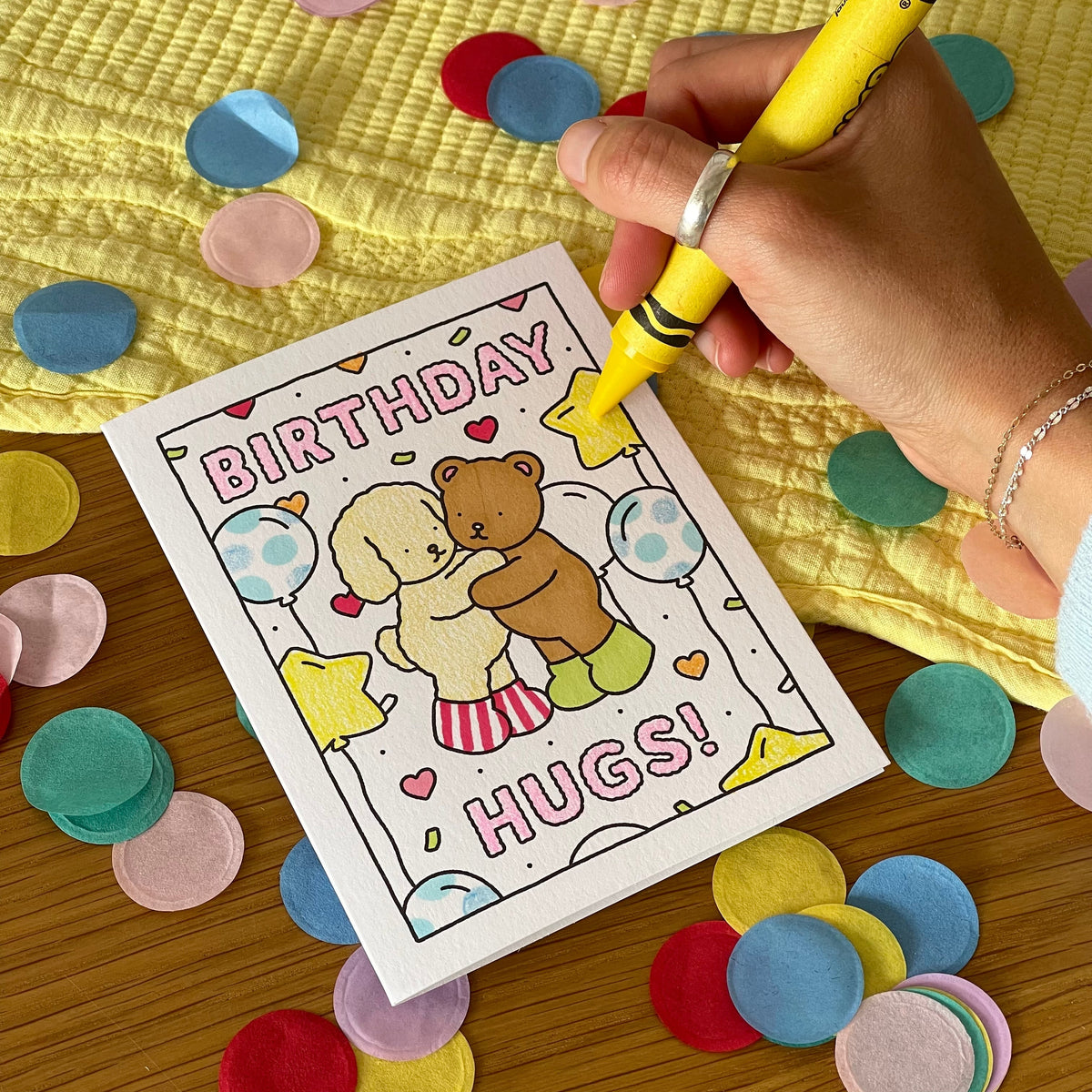 Kibakids - Birthday Hugs! Coloring Card