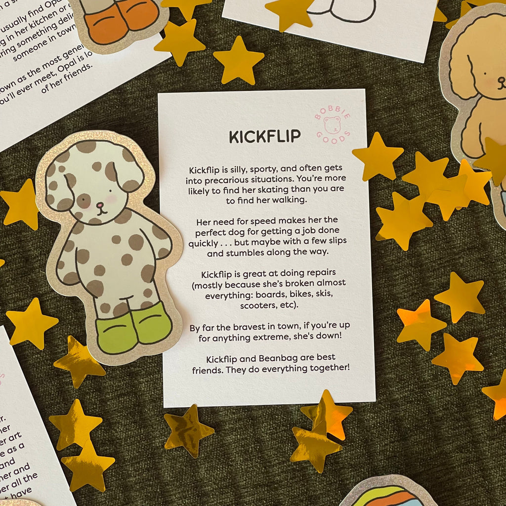 Kibakids - Kickflip Glitter Sticker + Info Card