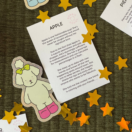 Kibakids - Apple Glitter Sticker + Info Card