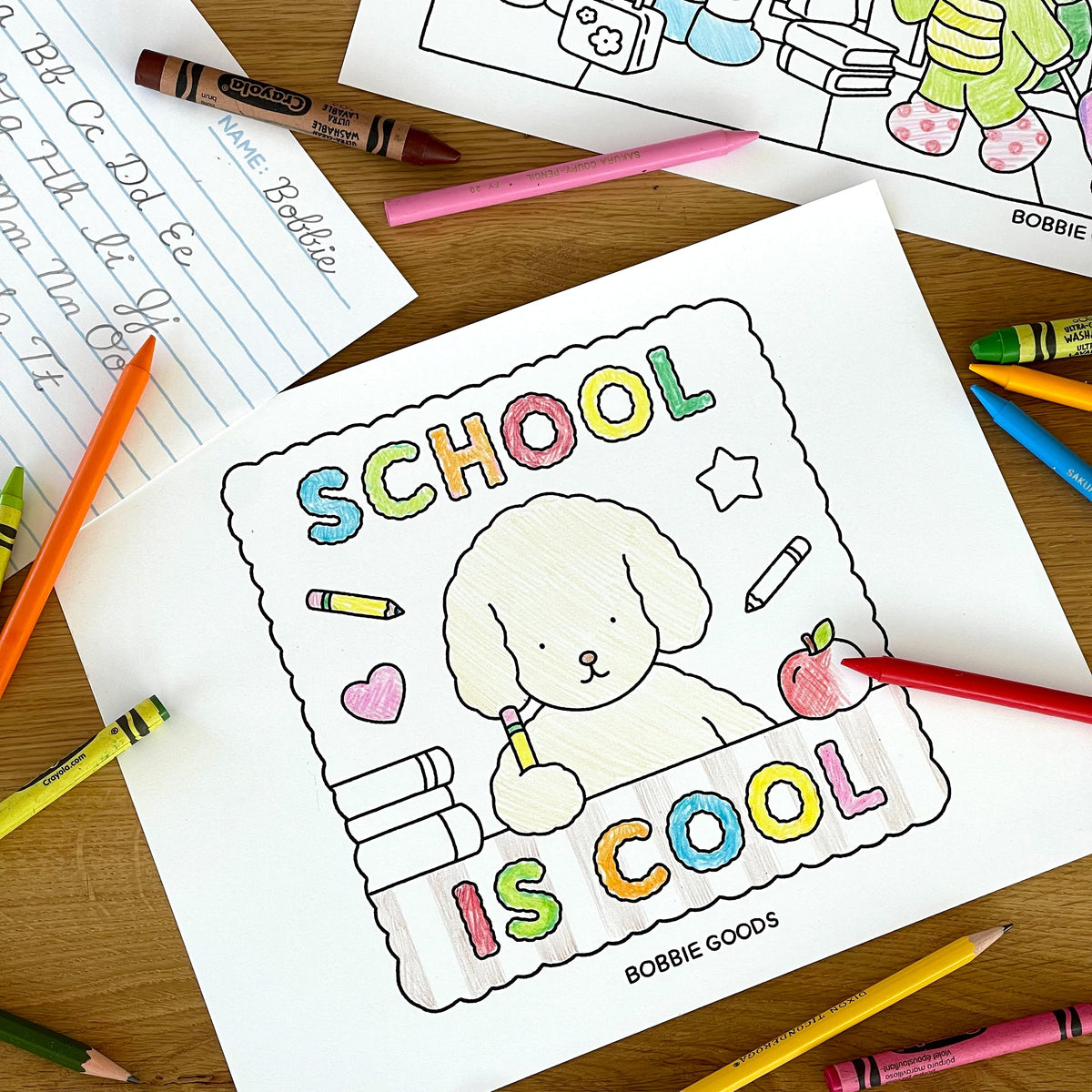 Kibakids - Digital Download • School is Cool Coloring Pages + Notes Page