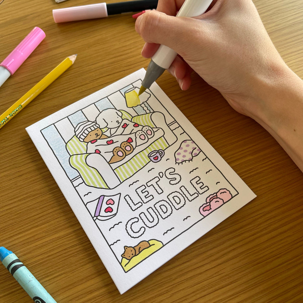 Kibakids - Let's Cuddle Coloring Card