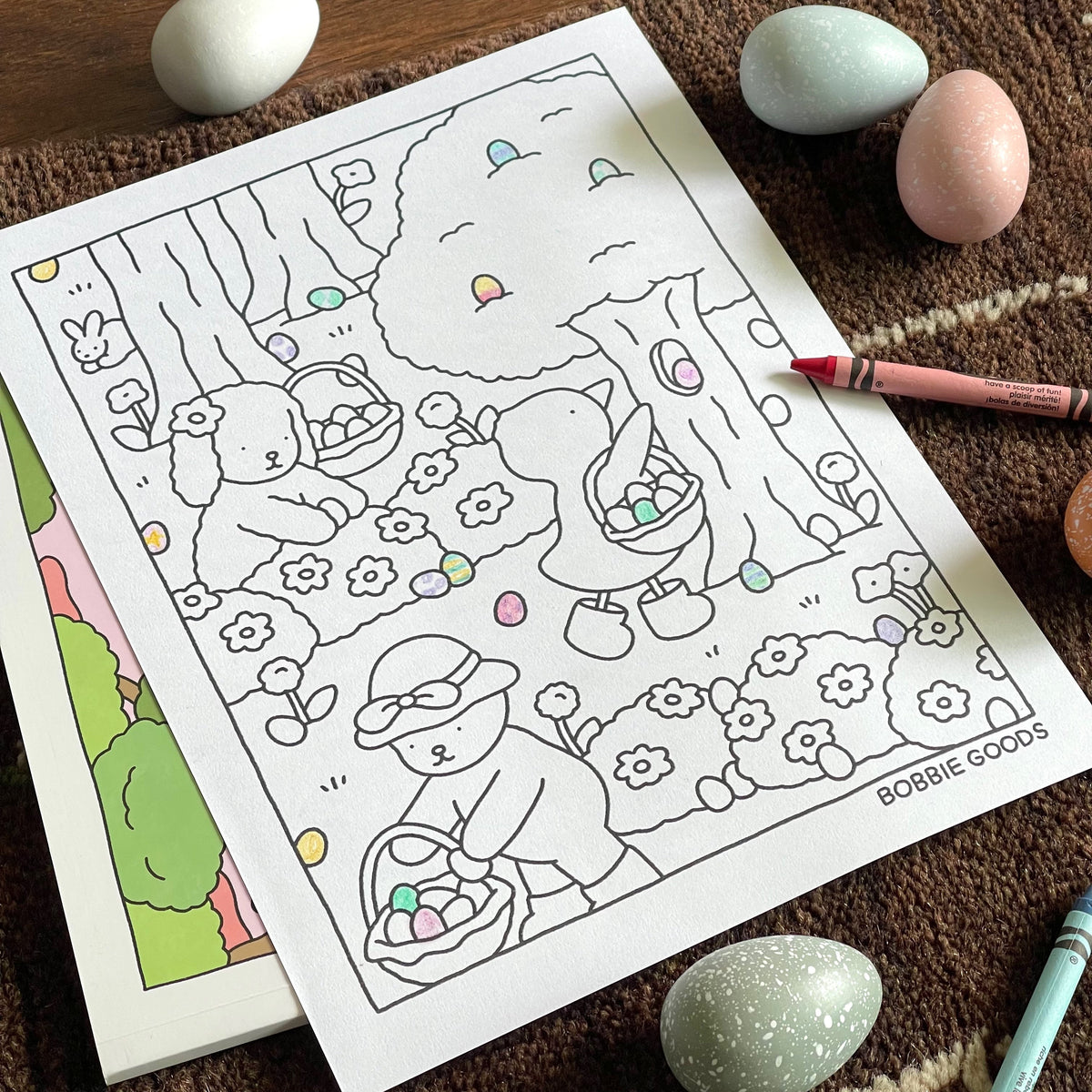 Kibakids - Digital Download • Egg Hunt Coloring Page