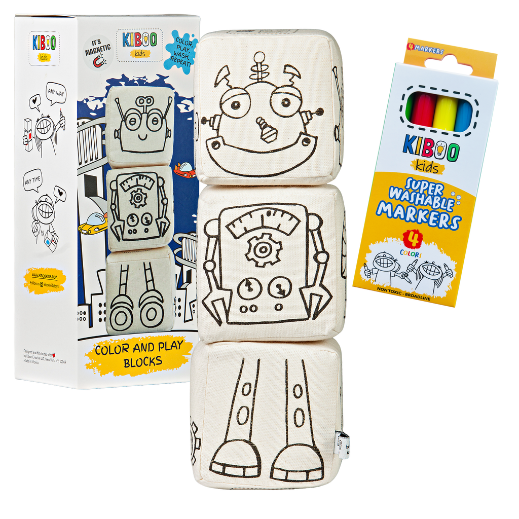 Kibakids - Magnetic Blocks: Robot Coloring Set