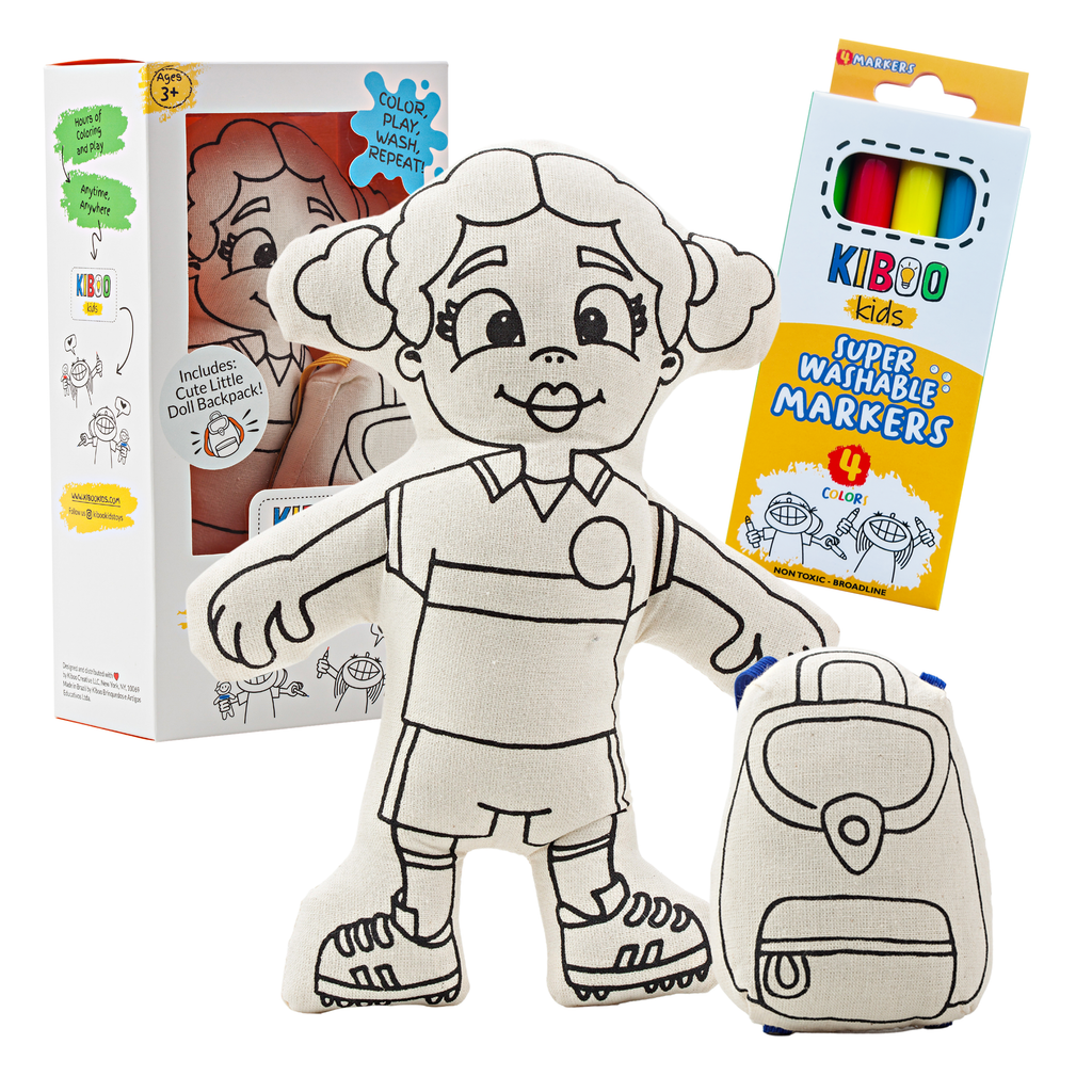Kibakids - Sports Series: Soccer Girl with Pigtails Coloring Set