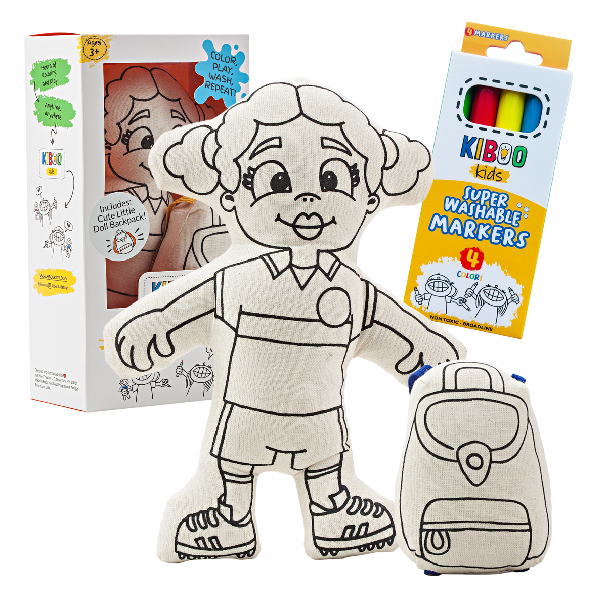 Kibakids - Sports Series: Soccer Girl with Pigtails Coloring Set