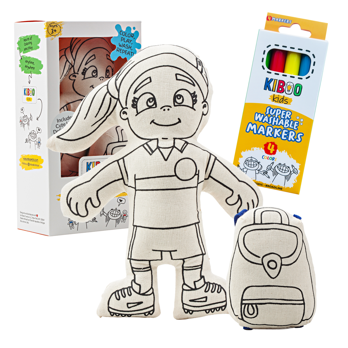 Kibakids - Sports Series: Soccer Girl with Ponytail Coloring Set