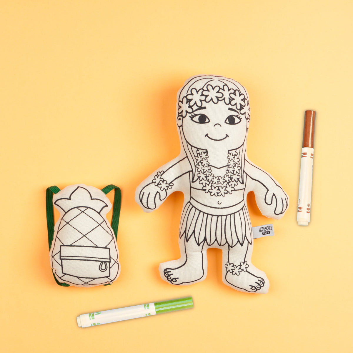 Kibakids - Hula Girl with Pineapple Backpack Coloring Set
