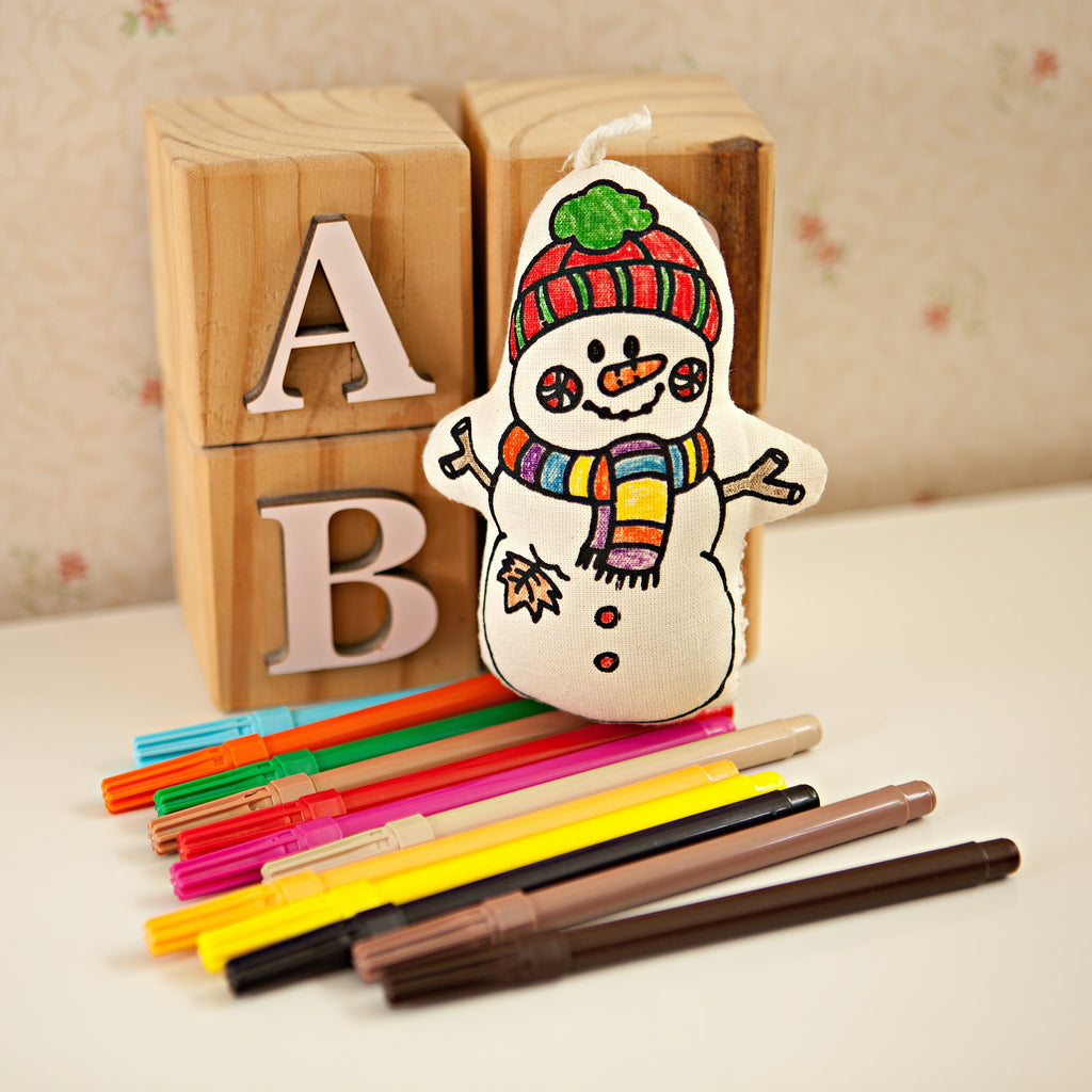 Kibakids - Christmas Ornaments Duo - Gingerbread Man and Snowman Coloring Set