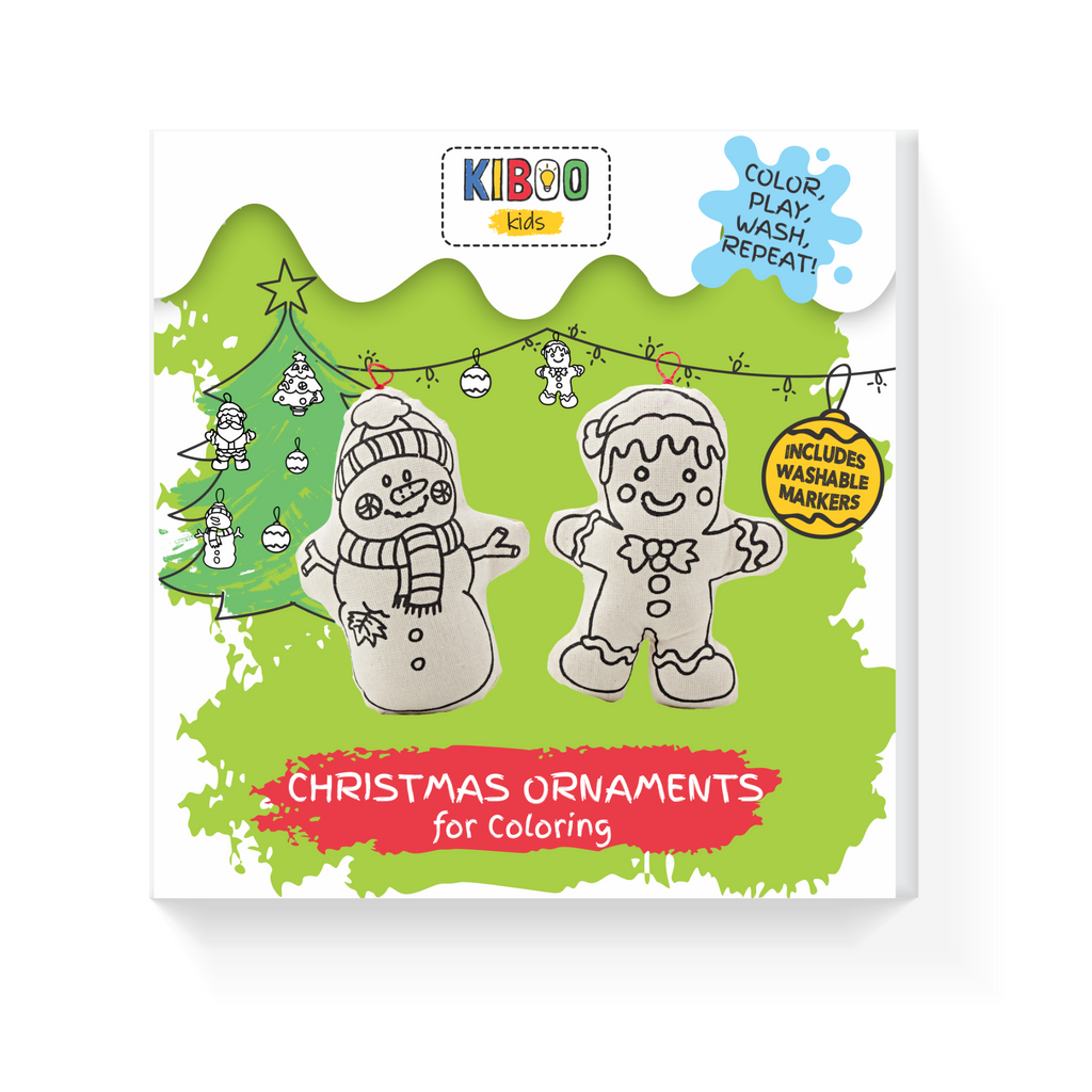 Kibakids - Christmas Ornaments Duo - Gingerbread Man and Snowman Coloring Set