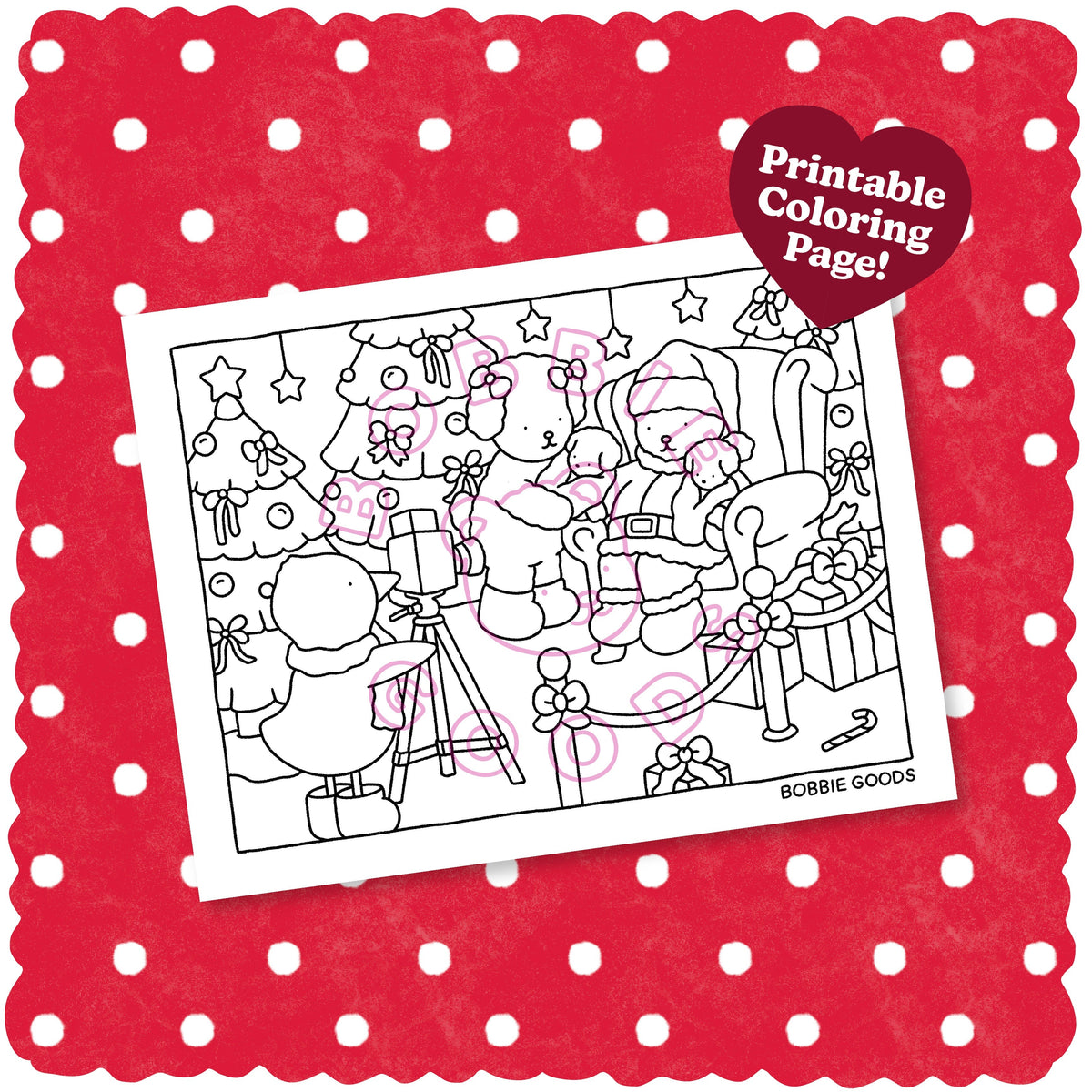 Kibakids - Digital Download • Photo With Santa Coloring Page