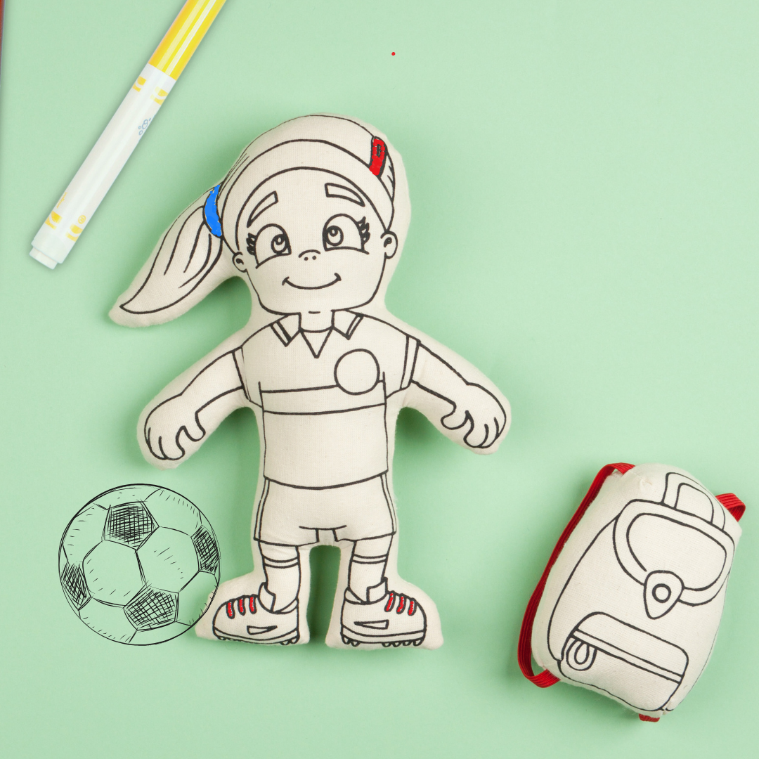 Kibakids - Sports Series: Soccer Girl with Ponytail Coloring Set