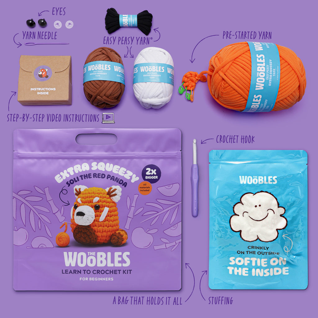 Kibakids - Soli the Red Panda Extra Squeezy Crochet Kit