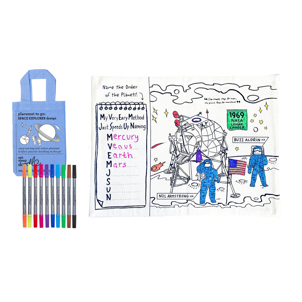 Kibakids - Space Explorer Reusable Colour-In Placemat for Kids